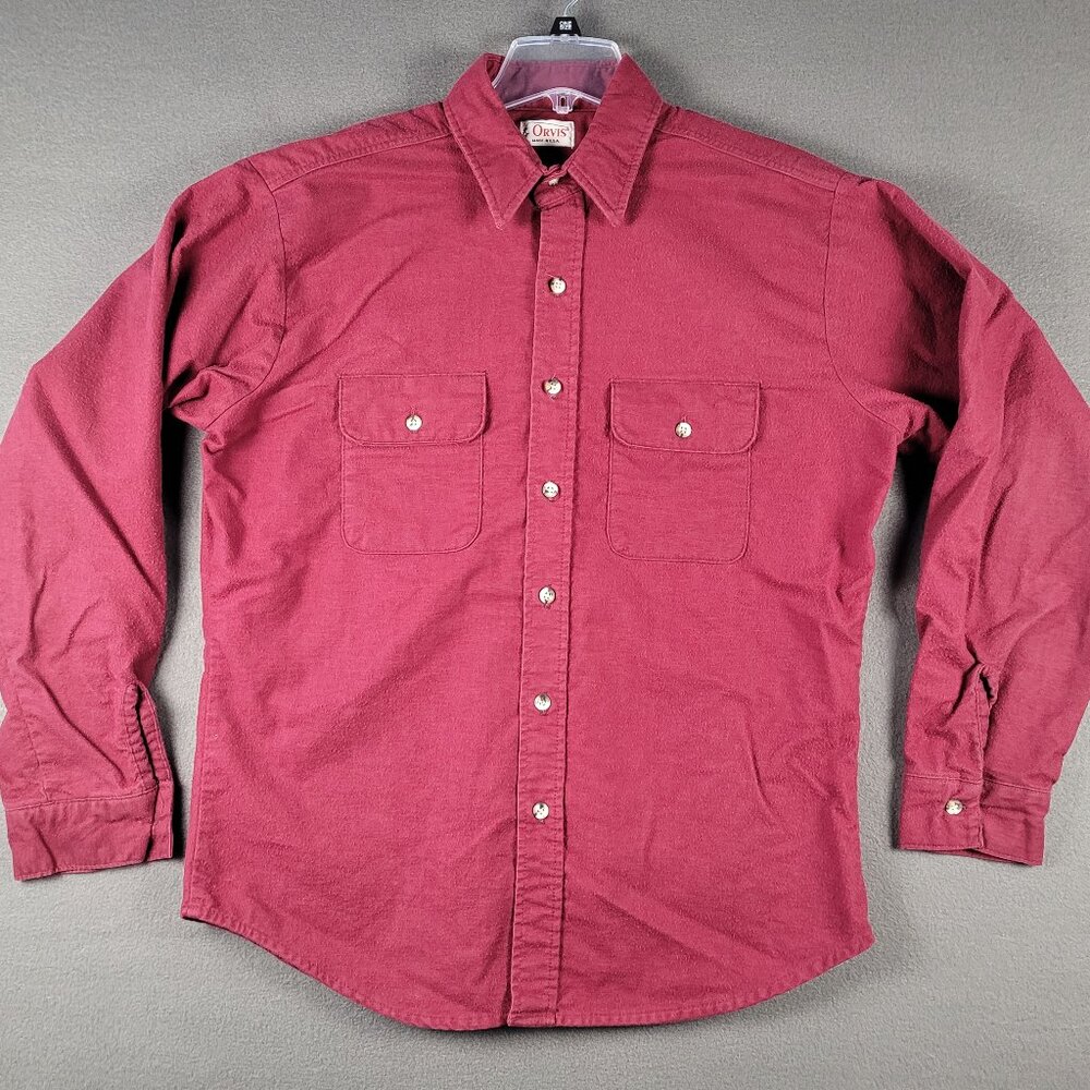 Vtg Orvis Flannel Chamois Shirt Mens Large Made USA